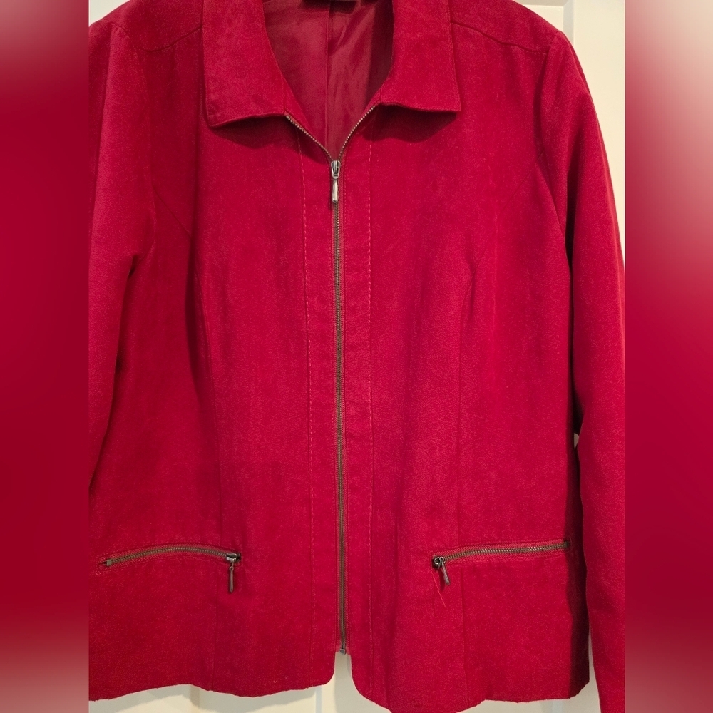 Studio Works Women's Vibrant Red Bomber Jacket - Picture 3 of 9